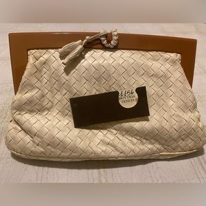Bottega Veneta Woven Ivory Leather Large Clutch